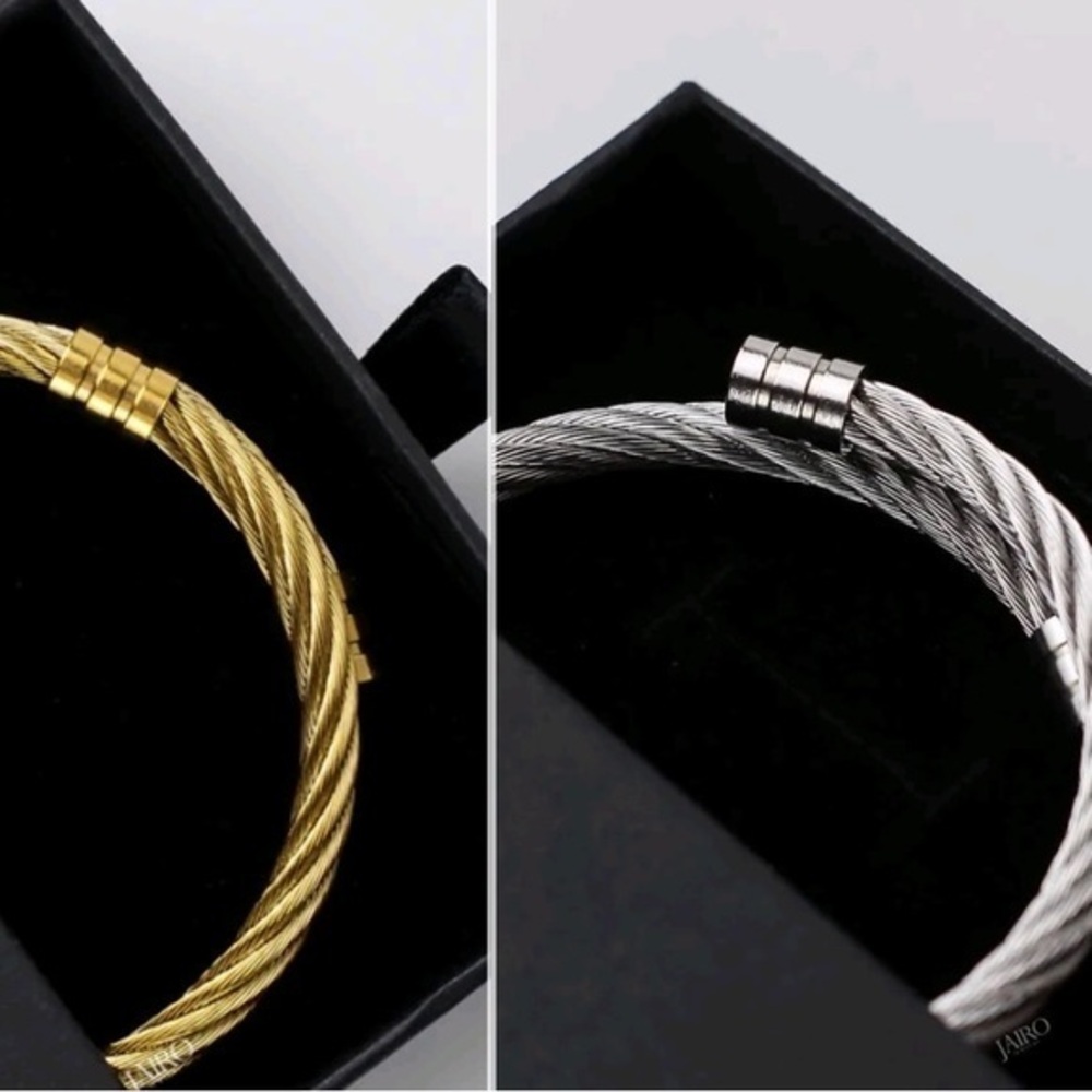 Titanium cuff twisted Bracelet silver or gold you choose. Comes in gift box